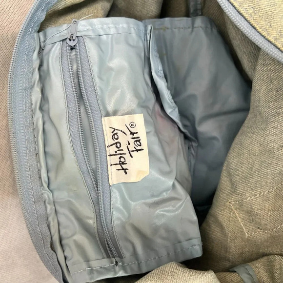 Vintage Holiday Fair Faded Blue Jean Denim Hobo Crossbody Jetbag - Picture 11 of 12